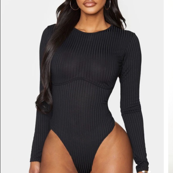 PrettyLittleThing shape black ribbed underbust bodysuit. New with tags. Size 6 - Picture 2 of 5